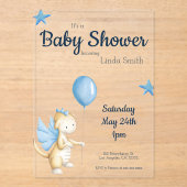 Cream Blue Gender Neutral Baby Dusche Acryleinladungen (Vorderseite)