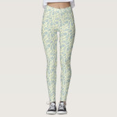Cream-Blue Paisley Muster Leggings (Vorderseite)