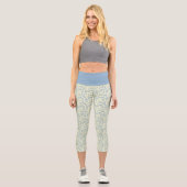 Cream Blue Paisley Pattern High Waisted Capris (Vorderseite)