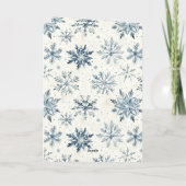 Cream Blue Snowflakes Christmas Let It Snow Karte (Rückseite)
