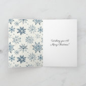 Cream Blue Snowflakes Christmas Let It Snow Karte (Innenseite)