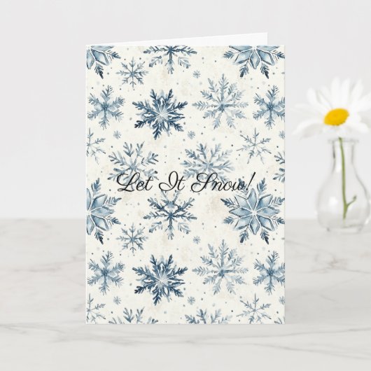 Cream Blue Snowflakes Christmas Let It Snow Karte (Kleine Pflanze)