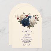 Cream Blue Terracotta Floral Arch all in one Einladung (Vorne/Hinten)