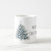 Cream Blue Winter Christmas Tree Kaffeetasse (Mittel)