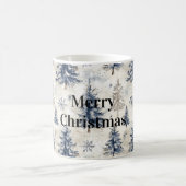 Cream Blue Winter Christmas Trees Snowflakes Kaffeetasse (Mittel)
