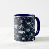 Cream Blue Winter Snowflakes Christmas Tasse (VorderseiteRechts)