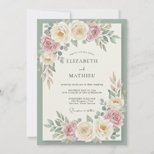 Cream Blush Blossom Hochzeit Einladung
