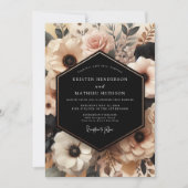 Cream Blush Floral Romance Wedding Einladung (Vorderseite)