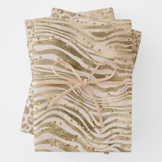 Cream Blush Gold Glitz Sparkle Tierdrucke Geschenkpapier Set (Beispiel)