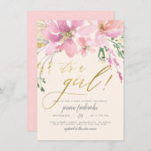 Cream Blush & Gold ist eine Girl-Floral-Baby-Dusch Einladung (Vorne/Hinten)