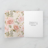 Cream Blush Pink Roses Blumenzehen Karte (Innenseite)