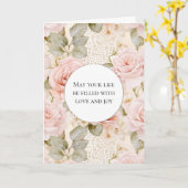 Cream Blush Pink Roses Blumenzehen Karte (Gelbe Blume)