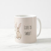 Cream Blush Three Cute Bunny Rabbits Kaffeetasse (VorderseiteRechts)