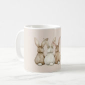 Cream Blush Three Cute Bunny Rabbits Kaffeetasse (Vorderseite Links)