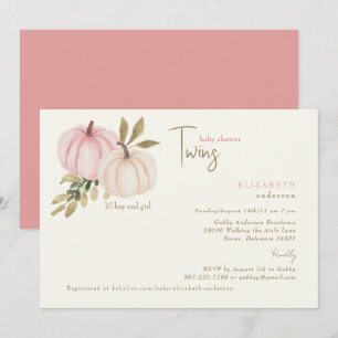 Cream & Blush Twins Little Pumpkins Babyparty Einladung