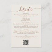Cream Bohemisch Script Einfache Hochzeitsdetails Begleitkarte (Vorderseite)