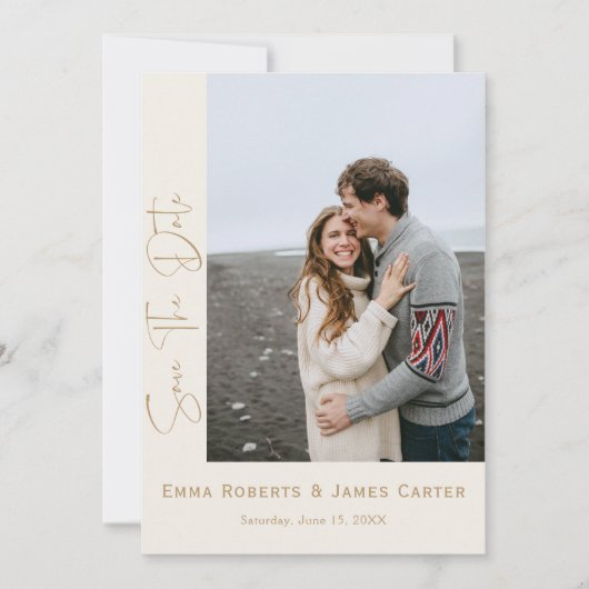 Cream Boho Arch Foto Save the Date Karte (Vorderseite)