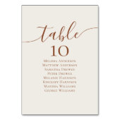 Cream Boho Calligraphie Hochzeitstisch Seekarte Tischnummer (Vorderseite)