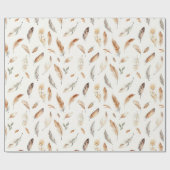 Cream Boho Federn Geburtstag Geschenkpapier (Flach)