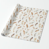 Cream Boho Federn Geburtstag Geschenkpapier (Ungerollt)