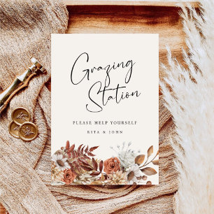 Cream Boho Grazing Station Table Wedding Sign Poster