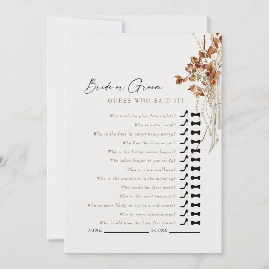 Cream Boho Guess, der sagte, es Duschspiel Einladung (Vorderseite)