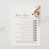 Cream Boho Guess, der sagte, es Duschspiel Einladung (Vorne/Hinten)