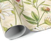 Cream Boho Meadow with Daisies and Clover Geschenkpapier (Rolleneckpunkt)