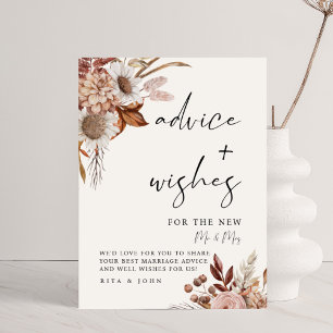 Cream Boho Ratschläge und Wünsche Hochzeitssymbol Poster