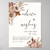 Cream Boho Ratschläge und Wünsche Hochzeitssymbol Poster (Vorne)