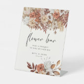 Cream Boho Script Blume Bar Wedding Sign Sockelschild (Vorderseite)
