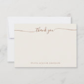 Cream Boho Simple Calligraphy Foto Wedding Dankeskarte (Vorderseite)