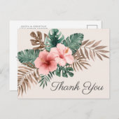 Cream Boho Tropical Watercolor Danke Postcard Ankündigungspostkarte (Vorne/Hinten)