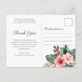 Cream Boho Tropical Watercolor Danke Postcard Ankündigungspostkarte (Rückseite)