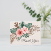 Cream Boho Tropical Watercolor Danke Postcard Ankündigungspostkarte (Stehend Vorderseite)