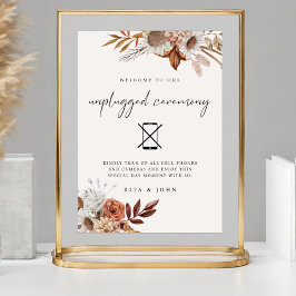 Cream Boho Unplugged Zeremonie Wedding Sign Poster