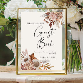 Cream Boho Wedding Bitte unterschreiben Sie unser  Poster