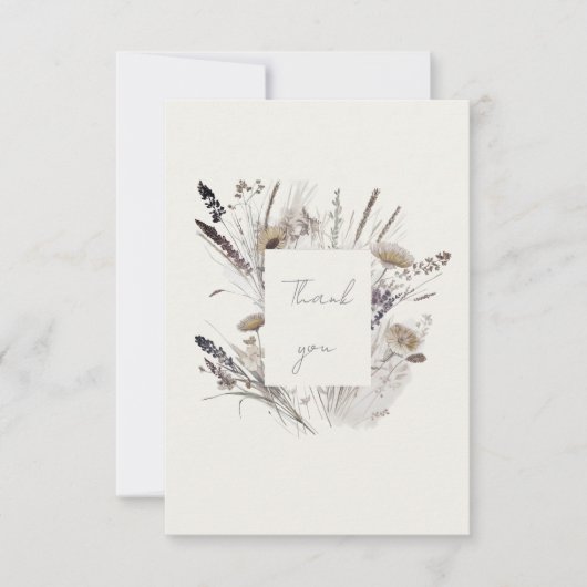 Cream Boho Wildlflower Babydusche Vielen Dank Dankeskarte (Vorderseite)