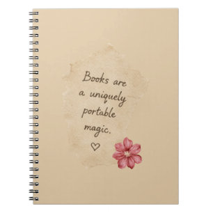 Cream Books Magische Rote Blume Notizblock