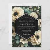 Cream Botanical Bloom Wedding Einladung (Vorderseite)