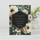 Cream Botanical Bloom Wedding Einladung (Stehend Vorderseite)