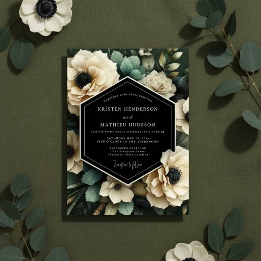 Cream Botanical Bloom Wedding Einladung
