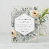 Cream Botanical Ethereal Wedding Einladung (Stehend Vorderseite)