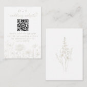 Cream Botanical Minimal Wedding Website QR Code  Begleitkarte (Vorne/Hinten)
