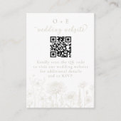 Cream Botanical Minimal Wedding Website QR Code  Begleitkarte (Vorderseite)
