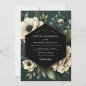 Cream Botanical Moody Wedding Einladung (Vorderseite)