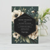 Cream Botanical Moody Wedding Einladung (Stehend Vorderseite)