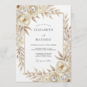 Cream Botanical Romance Hochzeit Einladung (Vorderseite)