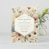 Cream Botanical Whimsy Hochzeit Einladung (Stehend Vorderseite)