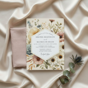 Cream Botanical Whimsy Hochzeit Einladung
